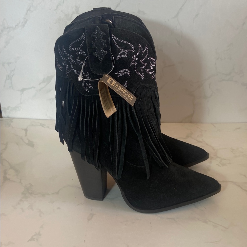 Dingo Fringe Western Boots Brown Leather Zip Cowboy Boot Women’s 8.5 Heeled Boho - Picture 5 of 9